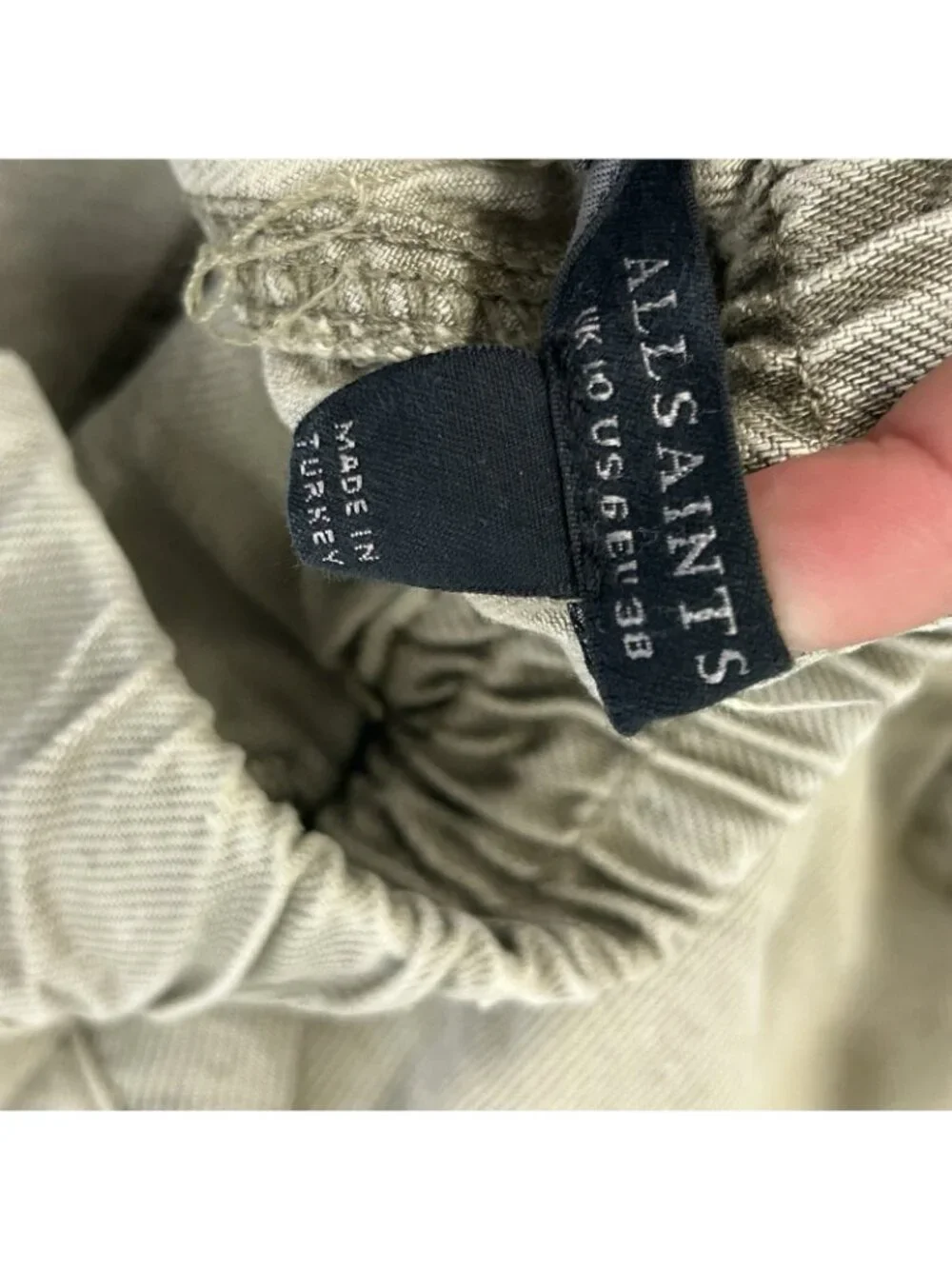AllSaints "Frieda Denim Trouser" Cargo Jogger Womens 6 Light Olive Green Lyocell - Picture 12 of 16